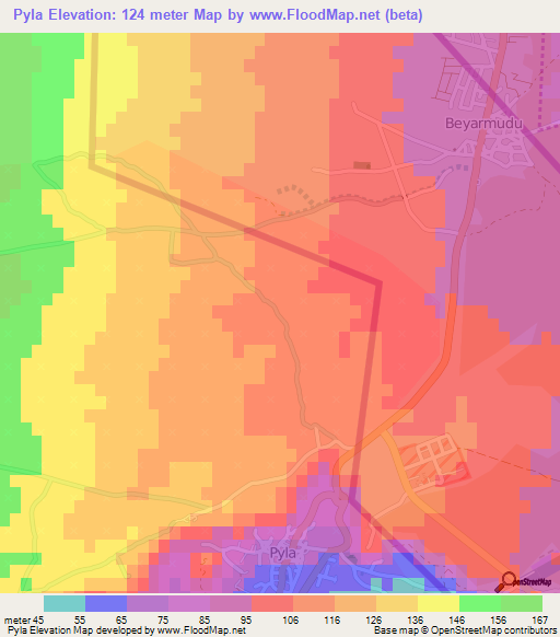 Pyla,Cyprus Elevation Map
