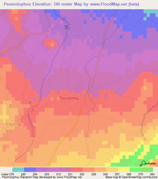 Psomolophou,Cyprus Elevation Map