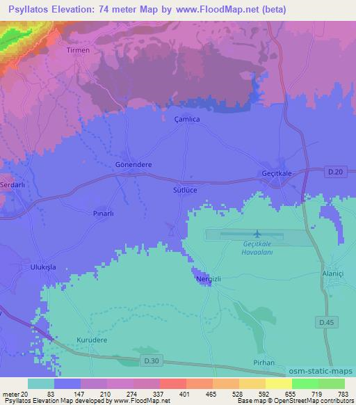 Psyllatos,Cyprus Elevation Map