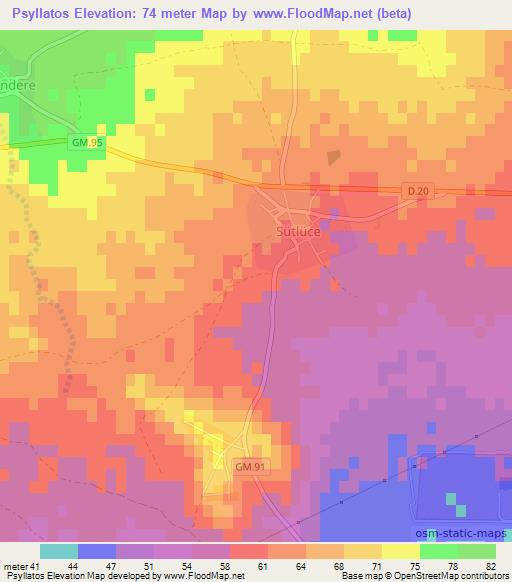 Psyllatos,Cyprus Elevation Map