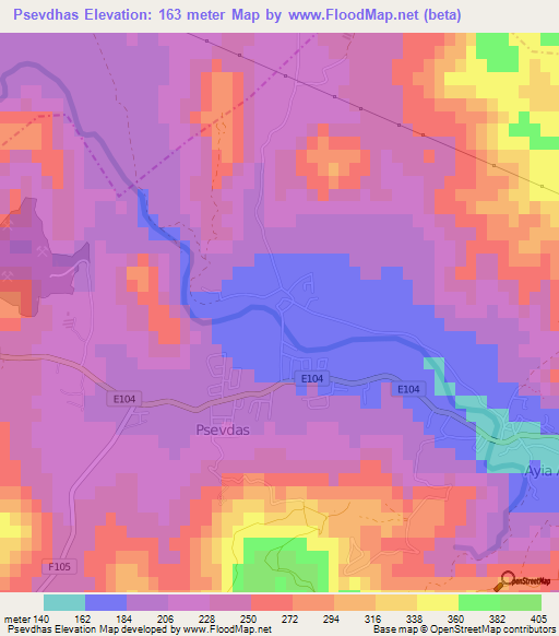 Psevdhas,Cyprus Elevation Map