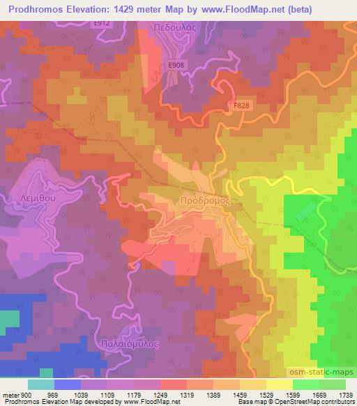 Prodhromos,Cyprus Elevation Map
