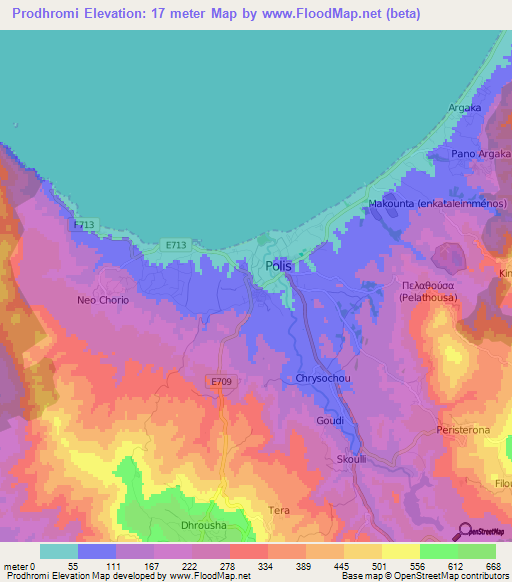 Prodhromi,Cyprus Elevation Map