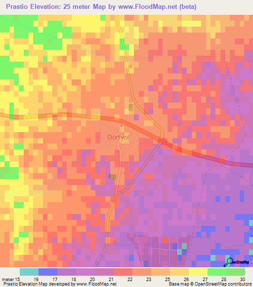 Prastio,Cyprus Elevation Map