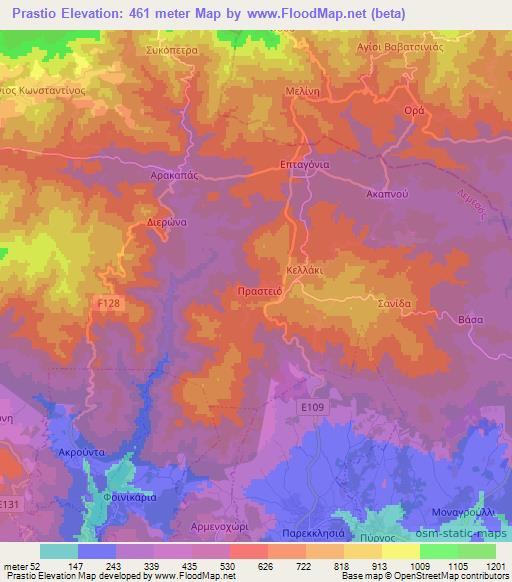 Prastio,Cyprus Elevation Map