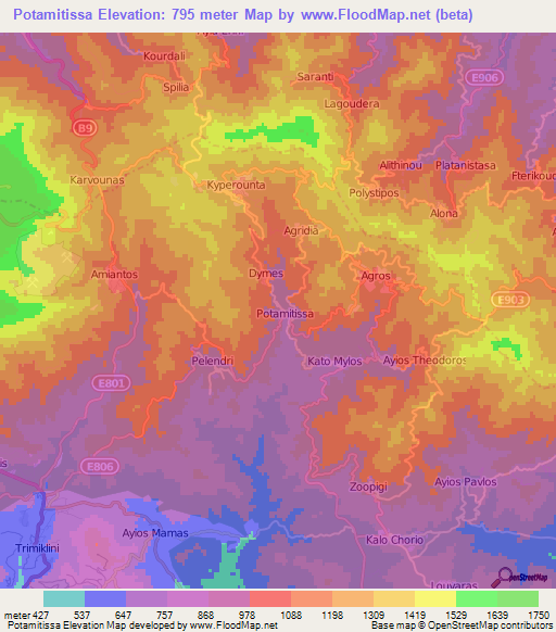 Potamitissa,Cyprus Elevation Map
