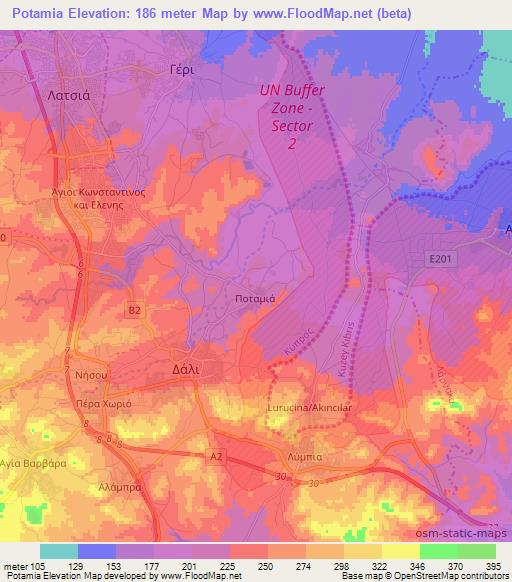 Potamia,Cyprus Elevation Map