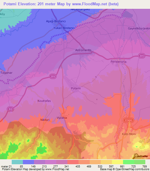 Potami,Cyprus Elevation Map