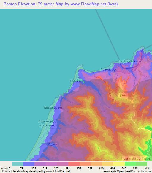 Pomos,Cyprus Elevation Map