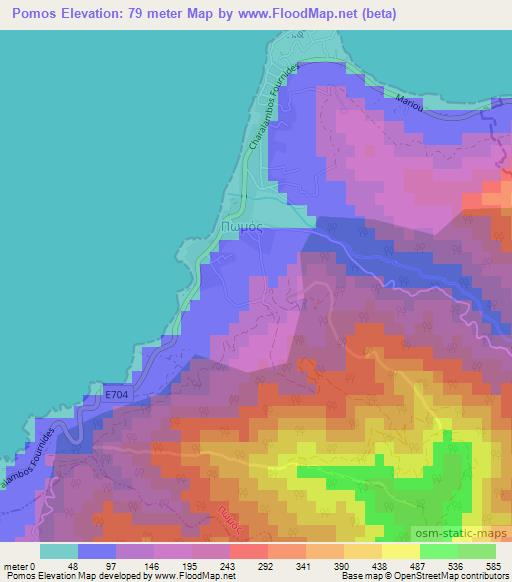 Pomos,Cyprus Elevation Map