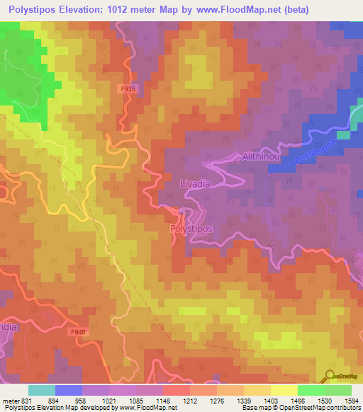 Polystipos,Cyprus Elevation Map