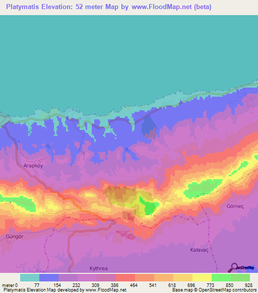Platymatis,Cyprus Elevation Map