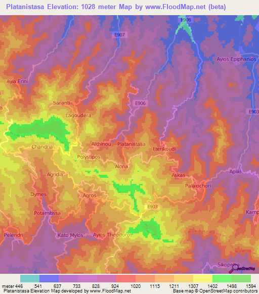 Platanistasa,Cyprus Elevation Map