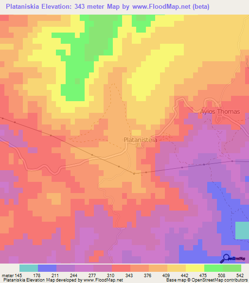 Plataniskia,Cyprus Elevation Map
