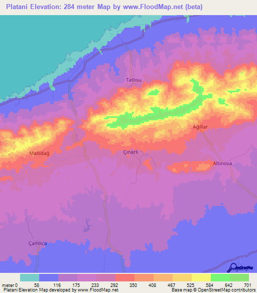 Platani,Cyprus Elevation Map