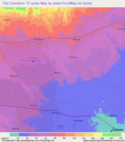 Piyi,Cyprus Elevation Map