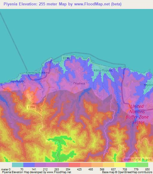 Piyenia,Cyprus Elevation Map