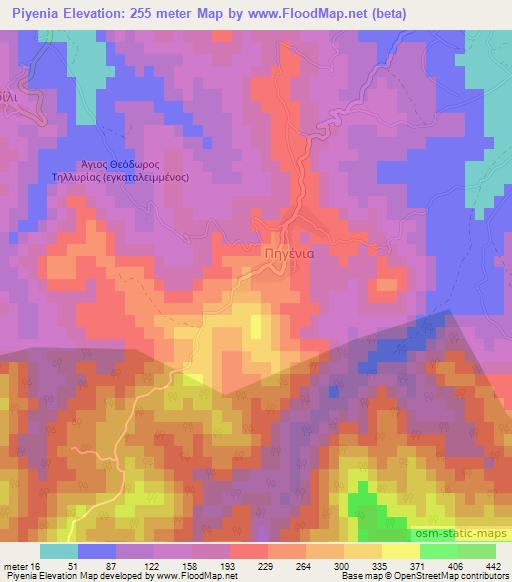 Piyenia,Cyprus Elevation Map