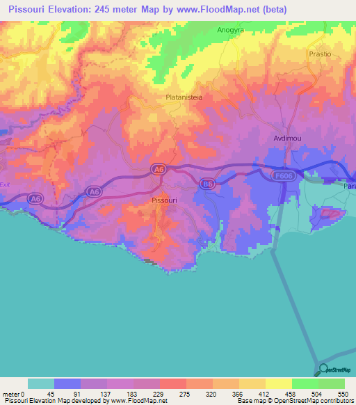 Pissouri,Cyprus Elevation Map