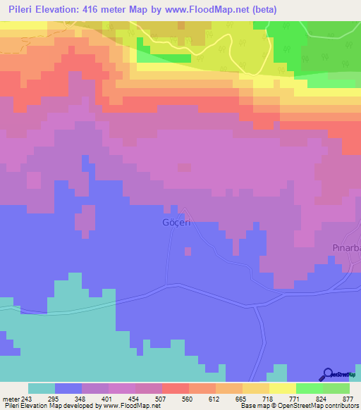 Pileri,Cyprus Elevation Map