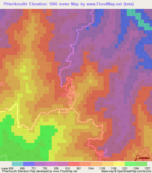 Phterikoudhi,Cyprus Elevation Map