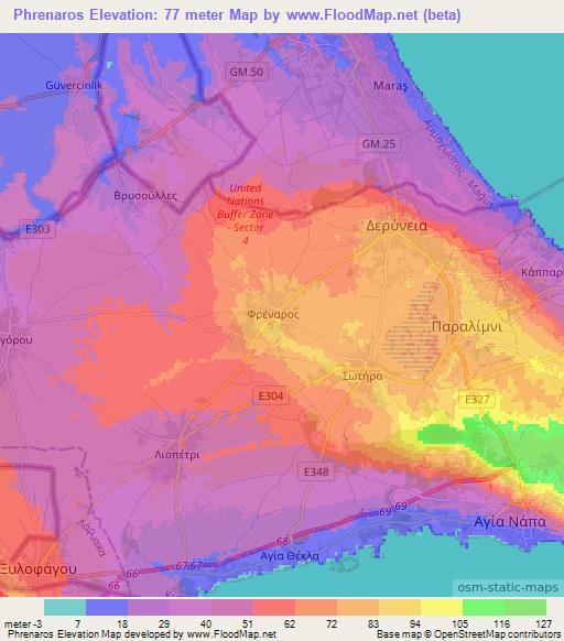 Phrenaros,Cyprus Elevation Map