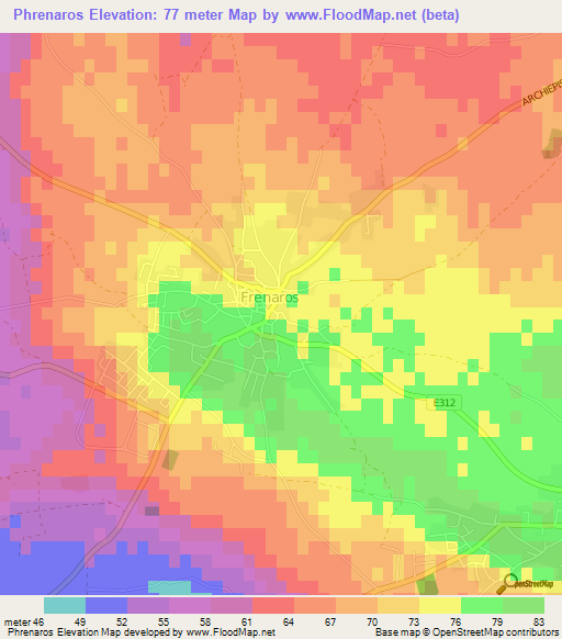 Phrenaros,Cyprus Elevation Map