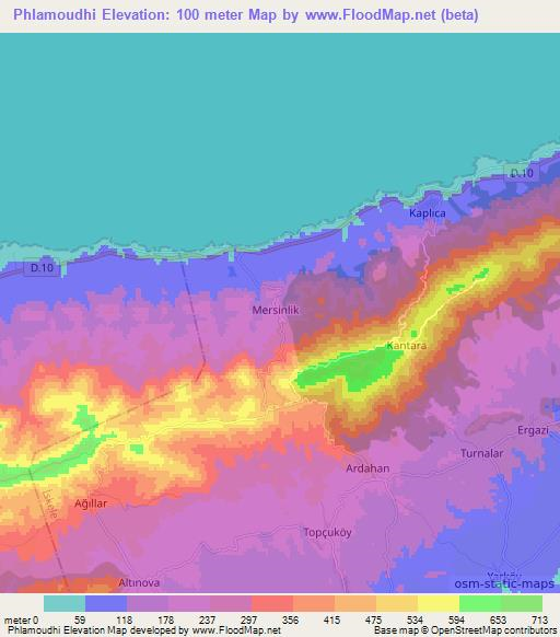 Phlamoudhi,Cyprus Elevation Map