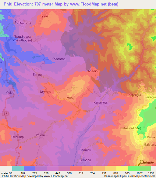 Phiti,Cyprus Elevation Map