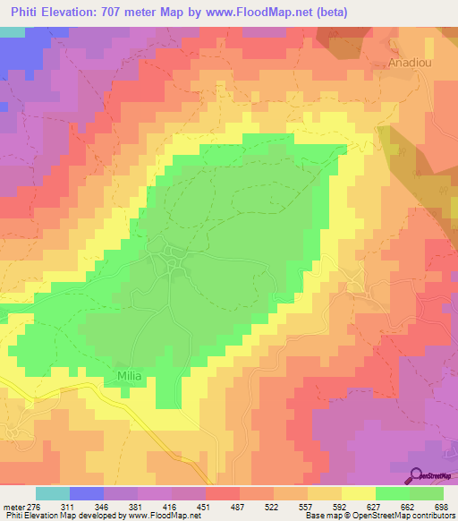 Phiti,Cyprus Elevation Map