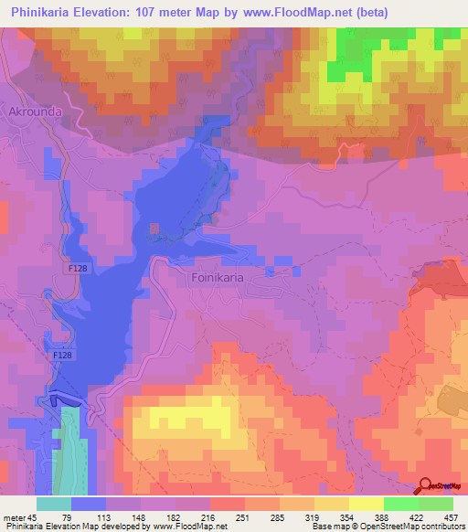 Phinikaria,Cyprus Elevation Map