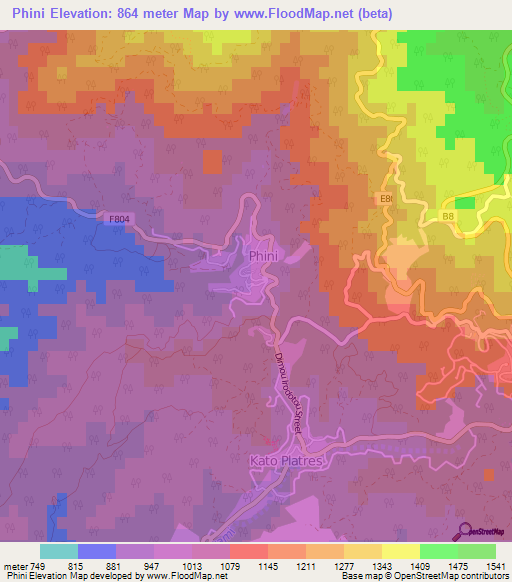 Phini,Cyprus Elevation Map