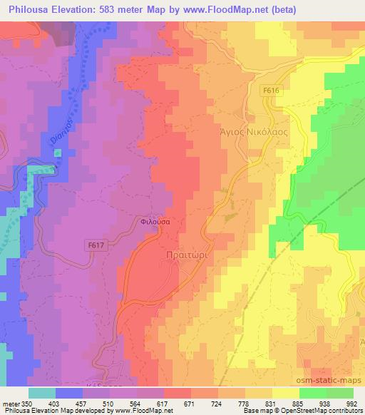 Philousa,Cyprus Elevation Map