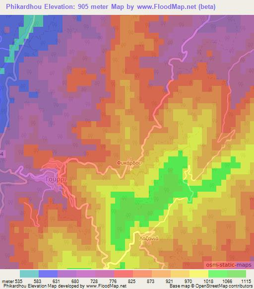 Phikardhou,Cyprus Elevation Map
