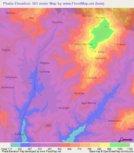Phalia,Cyprus Elevation Map