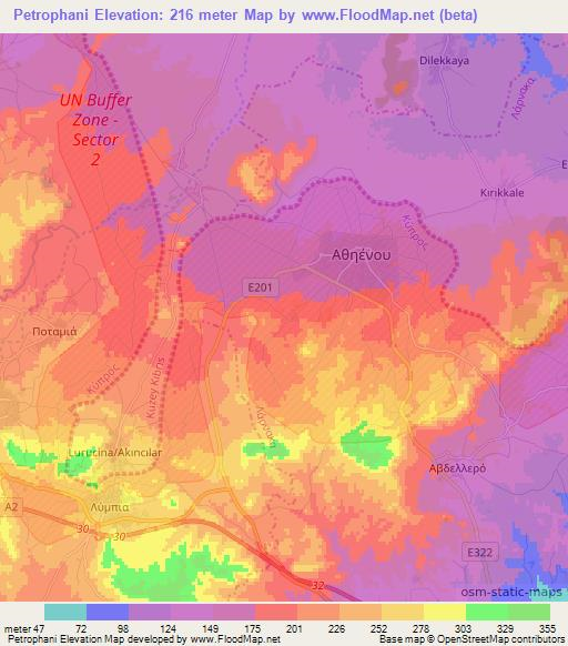 Petrophani,Cyprus Elevation Map