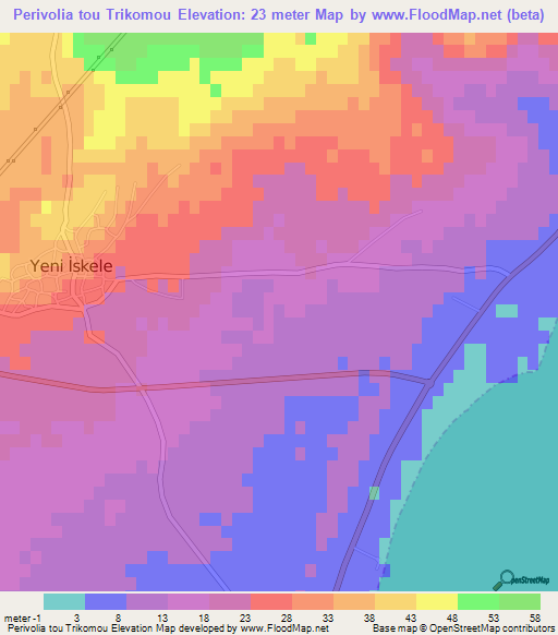Perivolia tou Trikomou,Cyprus Elevation Map