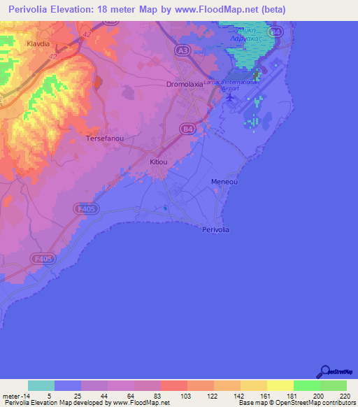 Perivolia,Cyprus Elevation Map