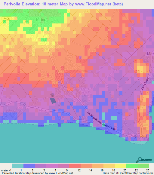 Perivolia,Cyprus Elevation Map