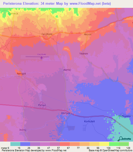 Peristerona,Cyprus Elevation Map
