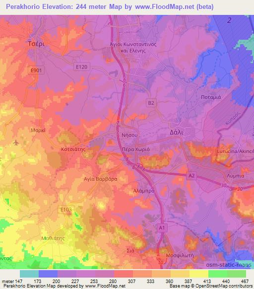 Perakhorio,Cyprus Elevation Map