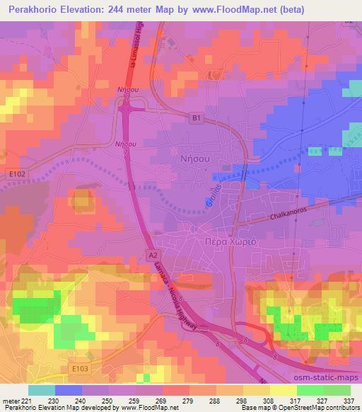 Perakhorio,Cyprus Elevation Map