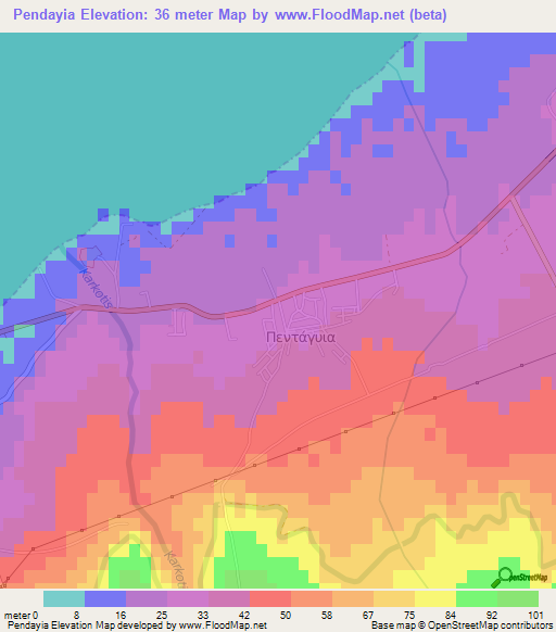 Pendayia,Cyprus Elevation Map