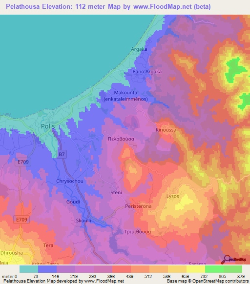 Pelathousa,Cyprus Elevation Map