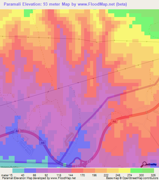 Paramali,Cyprus Elevation Map