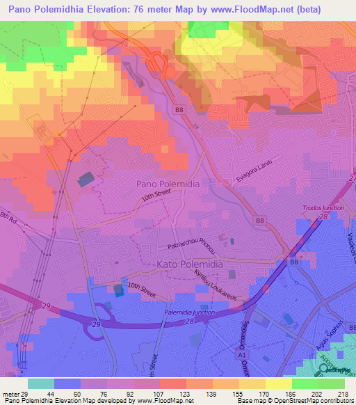 Pano Polemidhia,Cyprus Elevation Map