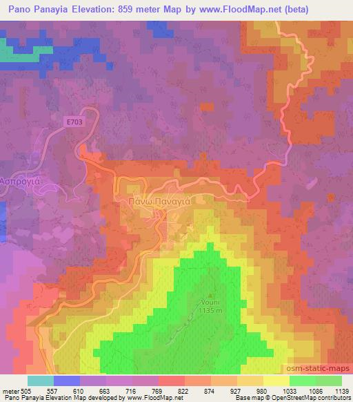 Pano Panayia,Cyprus Elevation Map