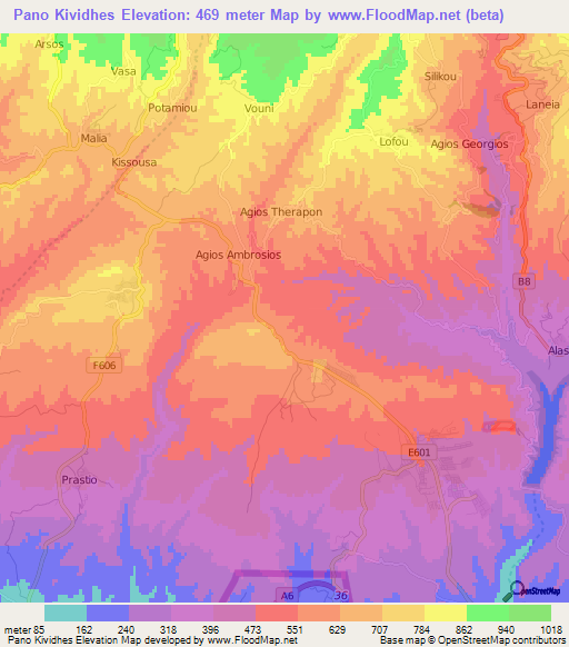 Pano Kividhes,Cyprus Elevation Map