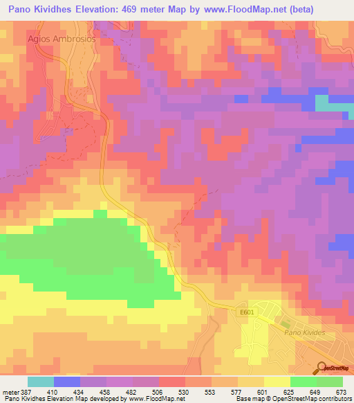 Pano Kividhes,Cyprus Elevation Map
