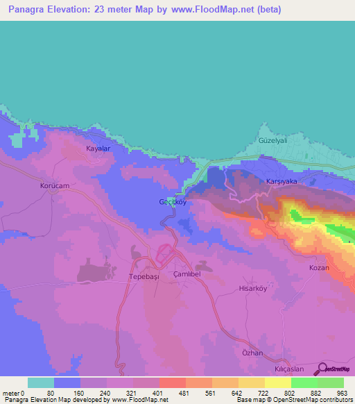 Panagra,Cyprus Elevation Map